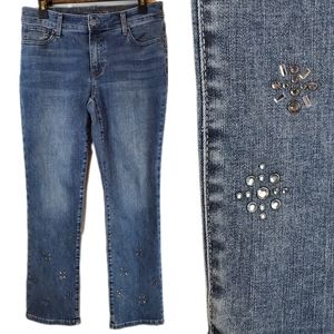 Chicos Straight Leg Jeans Size .5 Short Womens Beaded Leg